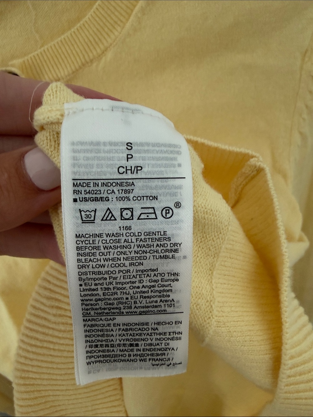 GAP Pale Yellow Button-Up Crewneck Cardigan - Picture 3 of 3